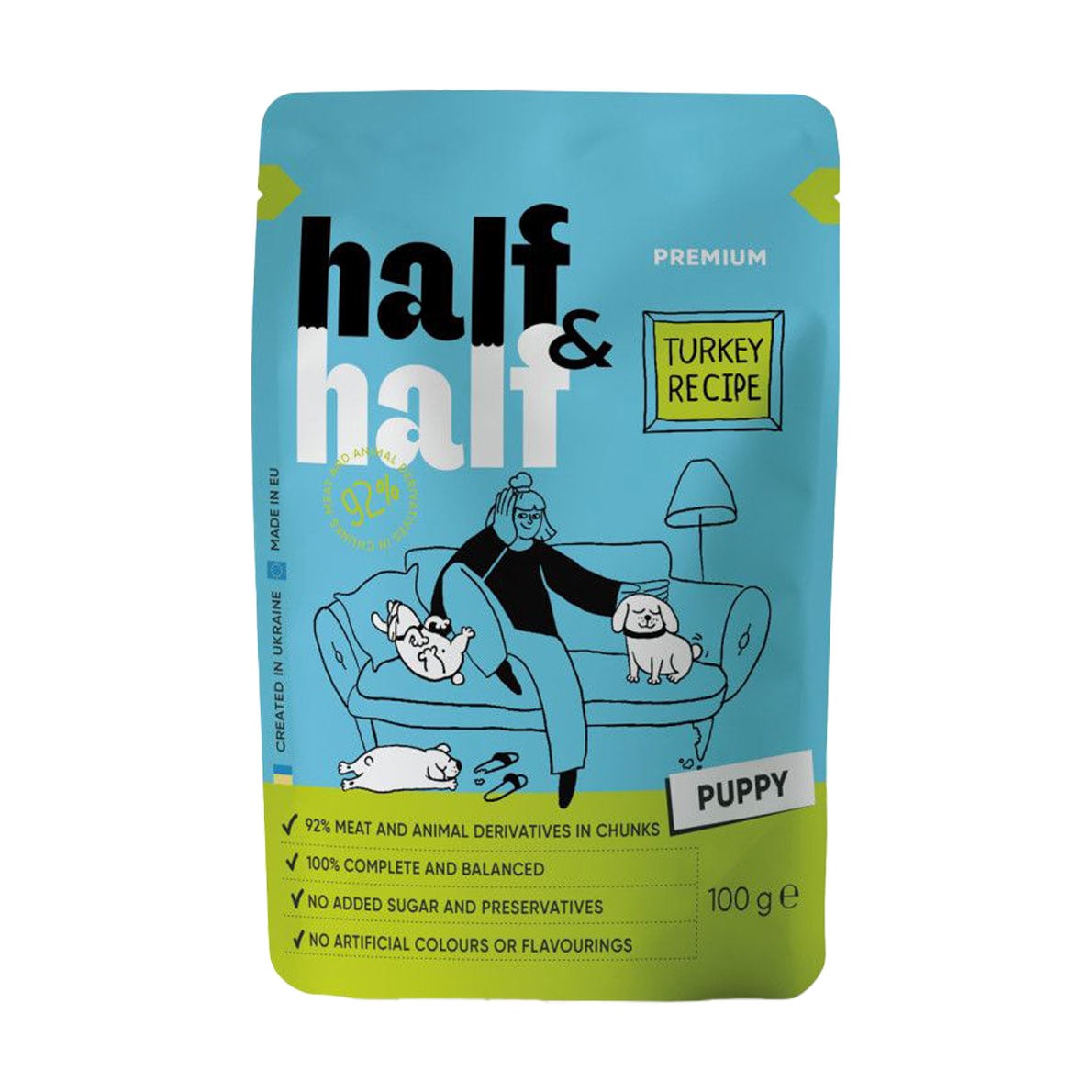 Вологий корм для цуценят Half&amp;Half Turkey In Gravy For Puppy шматочки індички в соусі, 100 г